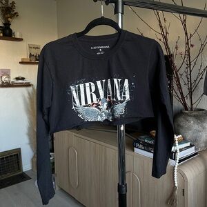Nirvana Black Cropped Long Sleeve Tee